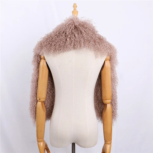 Women Real Mongolian Lamb Fur Scarf Shawl Double Side Lamb Neckerchief Wraps - Picture 5 of 28