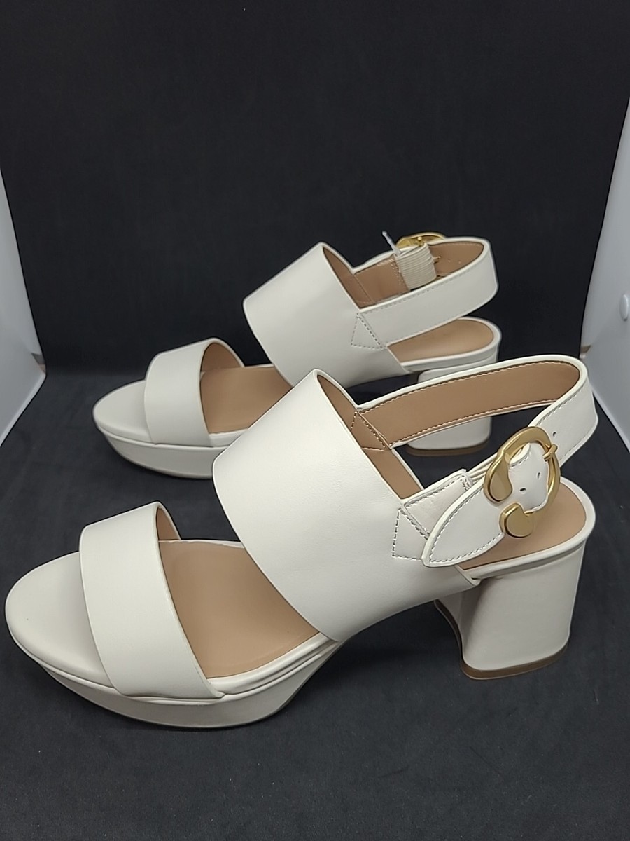 NEW Aerosoles Camera Platform Sandals Eggshell Leather Size