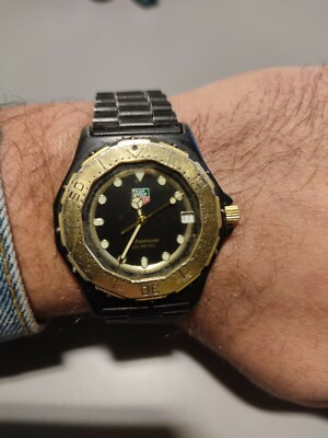 TAG HEUER 3000 Professional Uhr 936.006 Schwarz Gold Datum Selten Dial 34mm