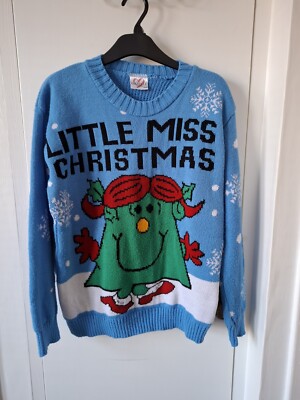 Little Miss Christmas Jumper Mr Men Women Size S/M Festive Knit