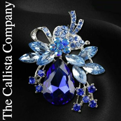 THE CALLISTA COMPANY, RHINESTONE BROOCH PIN FOR WOMEN (BLUE) ✓