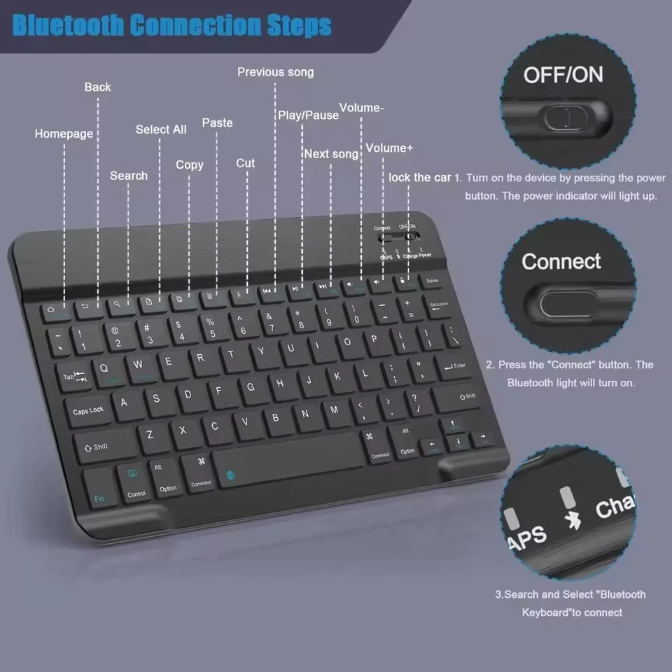 Mini Bluetooth Tastatur Kabellos Wireless Keyboard Touchpad für PC Handy Tablet - Bild 2 von 4