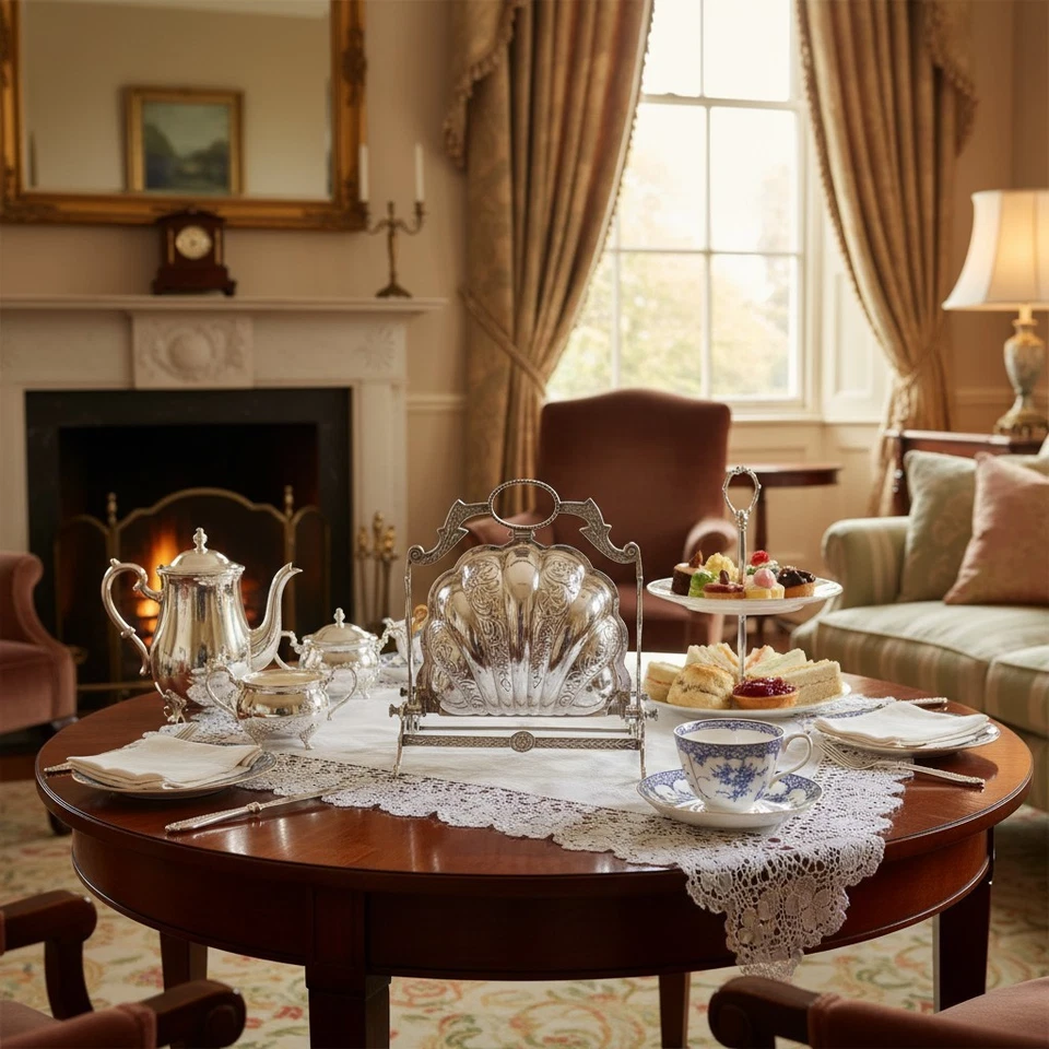 Biscuit Box a Doppia Conchiglia - Argento Sbalzato e Cesellato Sheffield, 1920 - Immagine 4 di 4