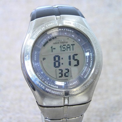Retro Casio Solaruhr WV-100J Silber Solar Wave Ceptor Japanisches Modell Radio