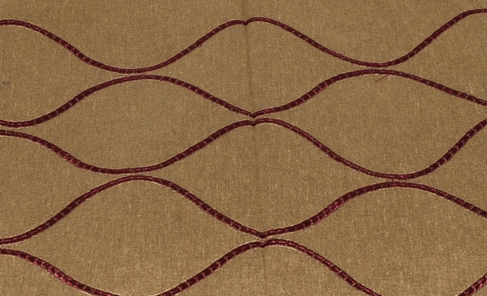 Vintage Golden Brown Geometric Swirled Embroidery Upholstery Fabric 55" x 4 yds - Image 3 of 3