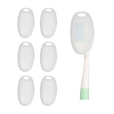 6Pcs Silicone Toothbrush Covers Cap with Hanging Hole Clear 