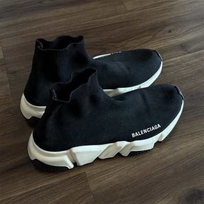 Balenciaga Speed Trainer Men s Slip-On High Top Sneakers Black/White Logo