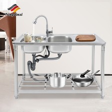 Commercial Utility Prep Sink 2Compartment Stainless Steel KitchenPrep Work Table