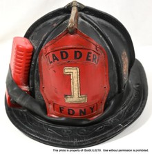 VINTAGE CAIRNS & BROTHERS FIREMAN Firefighter HELMET Model FDNY Ladder 1 + Light
