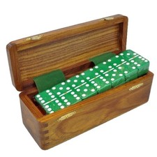 Domino Double Six 6 Verde Jumbo Tournament Tamaño Profesional Spinners Caja Madera Sheesham