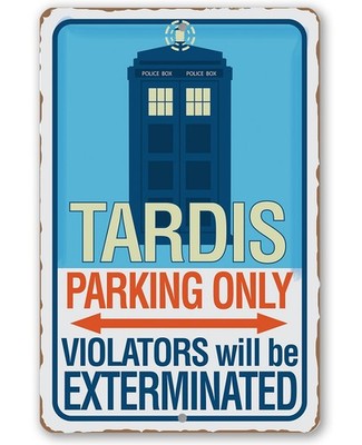 Tardis Parking Only Metal Sign Indoor Outdoor Wall Decor Gift for Doctor Who Fan