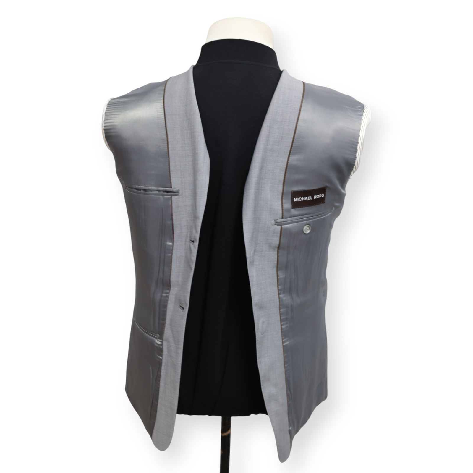 MICHAEL KORS mens solid gray two button sport coa… - image 5