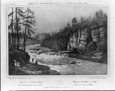 Rapids Hudson Adleys. Picnikers fishermen along Hudson River, New York