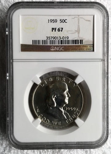 1959 P NGC PF67 Franklin 90% Silver Half Dollar