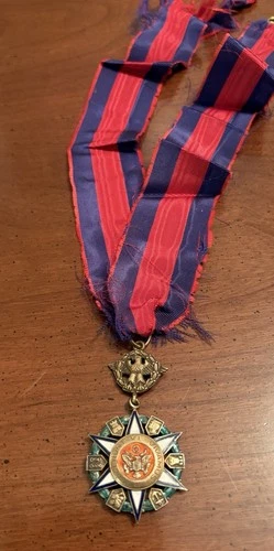 Antique Society Of American Wars Bronze Enamel Medal World War 1 Military Medal