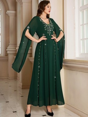 Fashion Women Jalabiya Maxi Long Dress Evening Party Gown Dubai Abaya  Kaftan | eBay