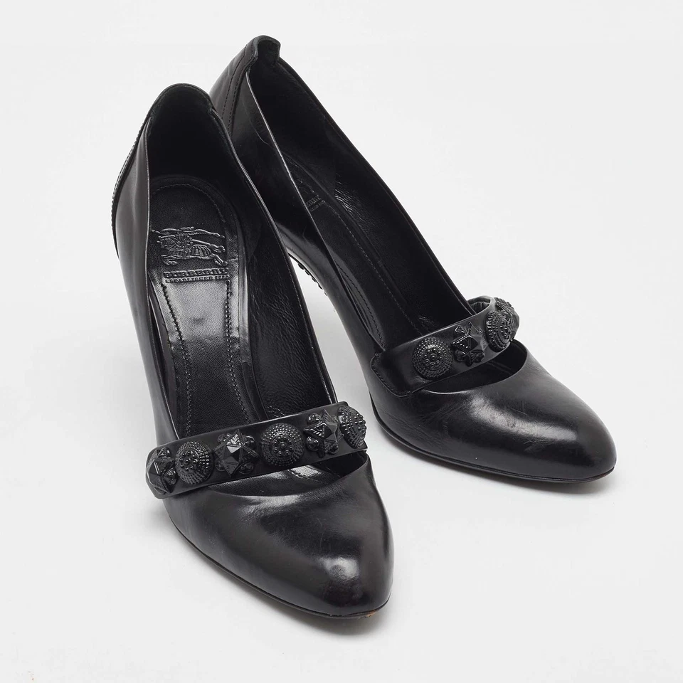 Zapatos de salón Mary Jane Burberry con adornos de cuero negro talla 38 Foto 4 de 4