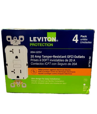 #ad #ad Leviton 20A 125V Tamper Resistant GFCI Duplex Outlet White 4 Pack GFTR2 4W $119.00