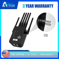 US Plug 5G WiFi Extender 6-Antenna 1200M Dual-Band - New Home Indoor Booster