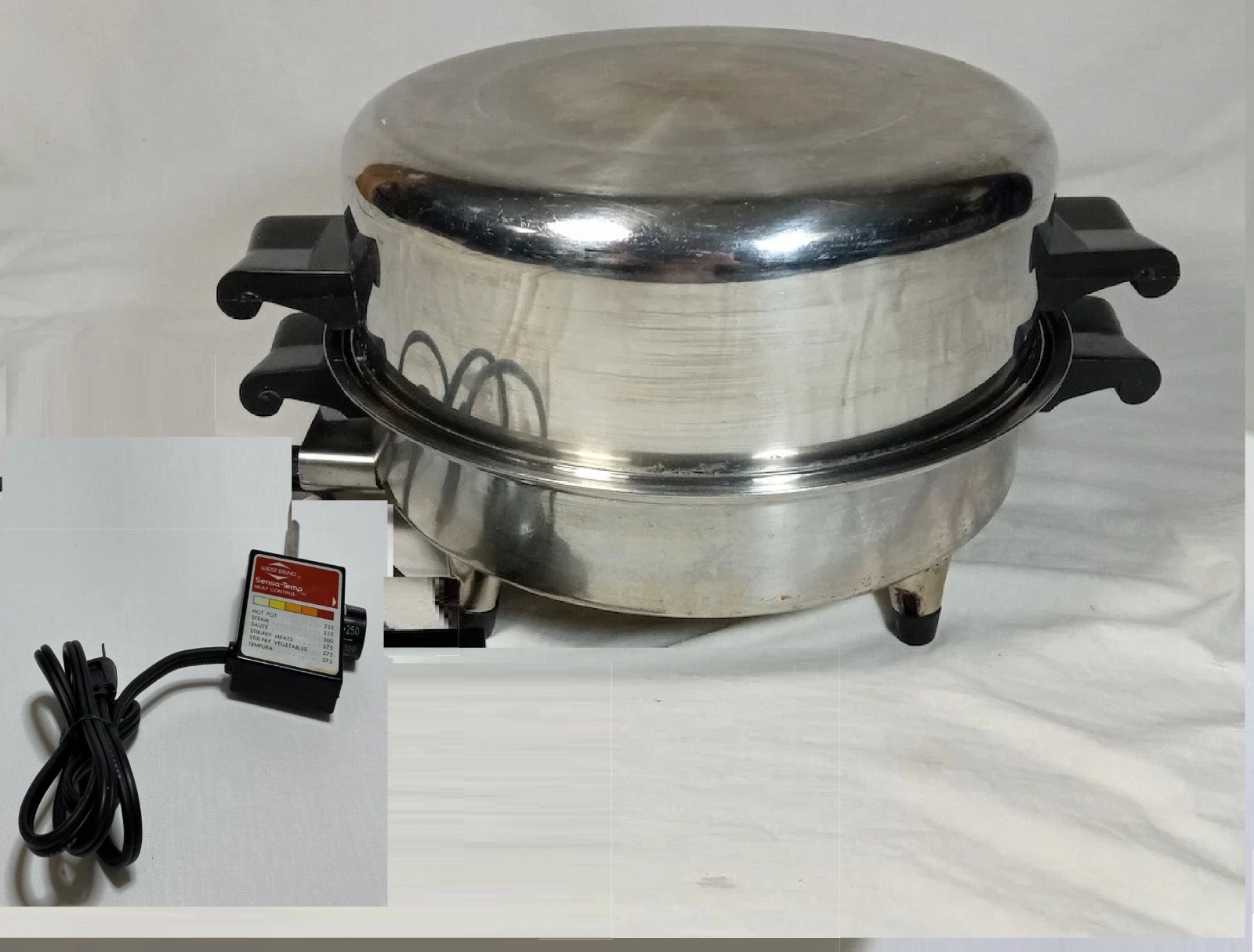 Saladmaster Electric Skillet 11" Stainless Oil Core 3 Qt Frying Pan Roaster Lid