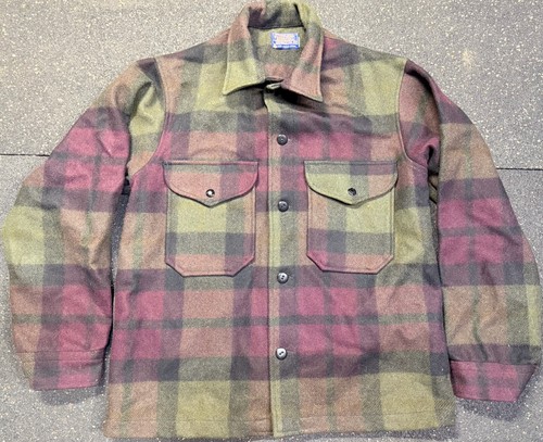 Vintage 1960s Pendleton Plaid Mackinaw Pure Wool Cruiser Jacket Medium USA