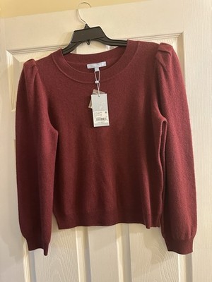 NWT Antonio Melani Lisa Puff Zinfandel Wine 100% Cashmere Sweater Large $159
