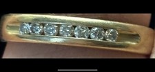 14k Yellow Gold Channel-Set Wedding Band Ring w/ 7 Round White Diamonds 9.5