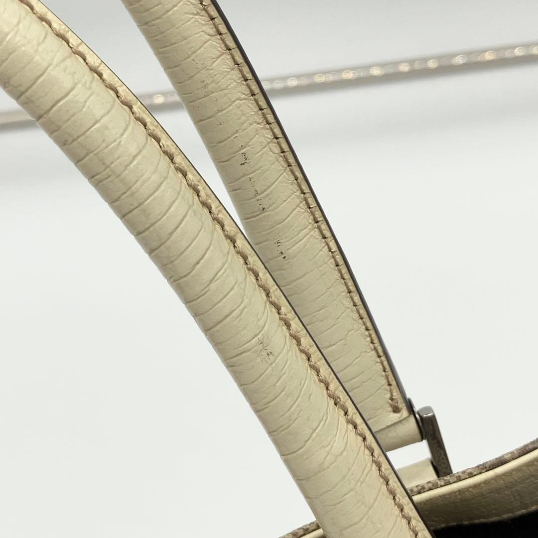 GUCCI GG Supreme Canvas Tote Bag Beige Leather Handle A4 Storage Pre-owned thumbnail 7