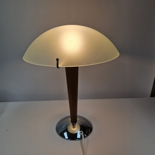 Lampada vintage Ikea KVINTOL legno faggio vetro cromato art deco fungo lampada da tavolo - Foto 8 di 14