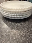 VTG Milk Glass Beaded Edge Hobnail 7.25" Salad Dessert Plate x 6 Cottage Classic