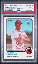 2022 TOPPS HERITAGE REAL ONE AUTOS RED INK HUNTER GREENE 16/73 PSA 9 AUTO