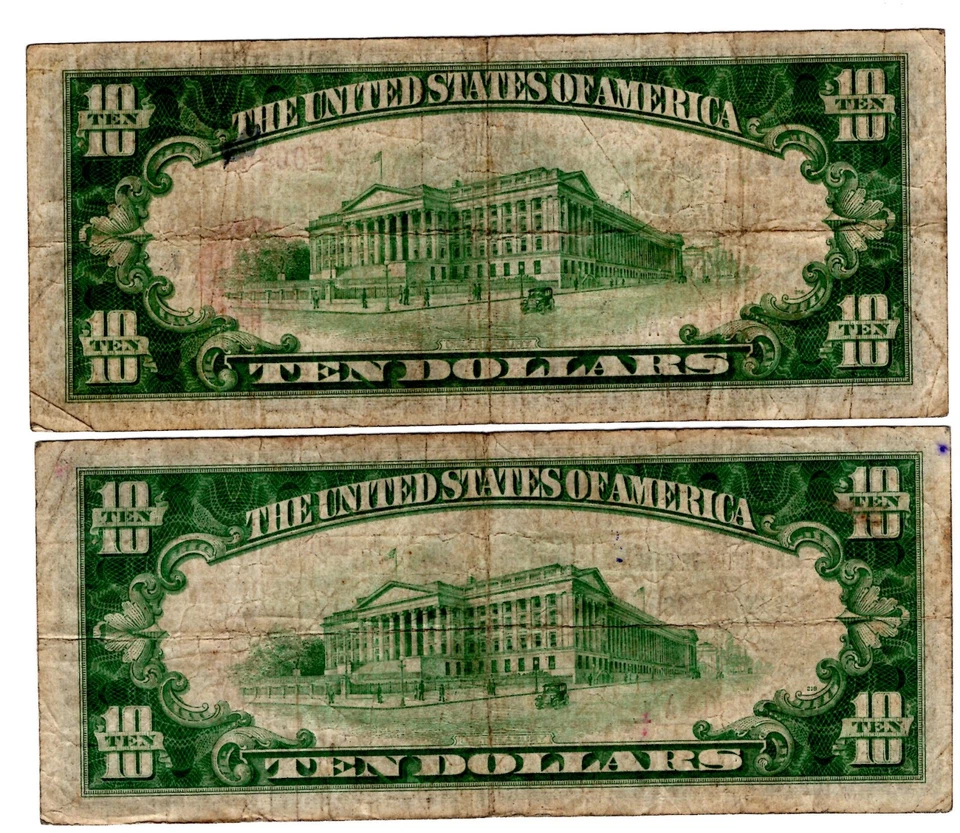 $10 FRBN 1929 Federal Reserve Bank Notes Fr-1860 VG PAIR* AvenueCoin - Image 2 of 2
