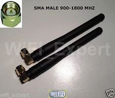 2 x HIGH GAIN 2 - 3dBi 900 - 1800 MHz SMA male Right angle GSM GPRS Antenna USA