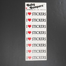 1983 Baby Bumpers Stickers JJ Sterling Co USA I Love Stickers I Heart Stickers