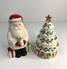 Lenox, Salt & Pepper Shakers, Santa & Christmas Tree, Holiday Pattern.