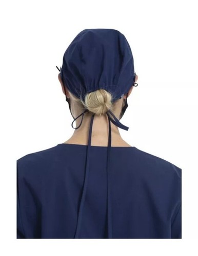 2 Pack Adult Unisex Surgical Scrub Hats - New - Adjustable w Snap Tabs Navy Blue - Picture 2 of 5