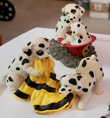Westland Dalmatians Firehouse Theme Firefighter Hat Coat - Resin Figures Lot 2