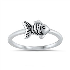 925 Sterling Silver Cute Fish Band Ring Ring Sizes 4-10 NEW