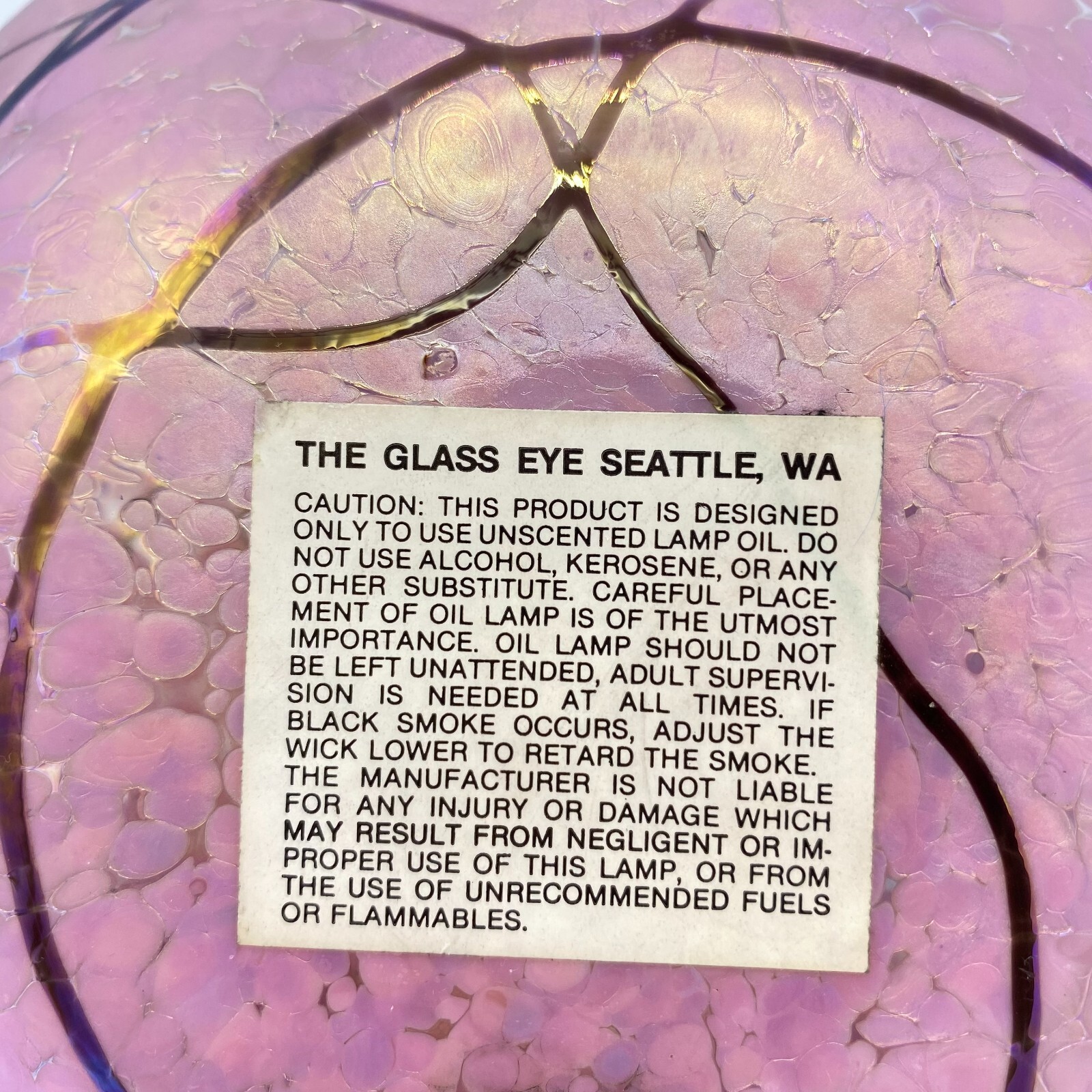 Glass Eye Studio Seattle Glass Oil Lamp Hand Blown Art Glass Orig