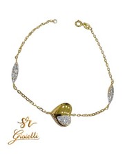 Bracciale in ORO GIALLO modello Cuore con strass 18 KT 750% List. 395€