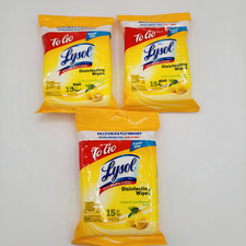 Lysol Wipes Travel Pack 15ct per Pack, Lemon  Lime Scent, 3 packs 45 wipes 