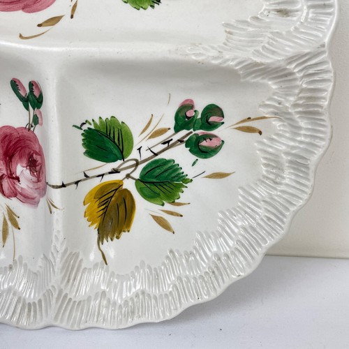 Vintage Hand Painted Floral Italian 3 Section Divided Serving Dish Platter Italy - Picture 4 of 7