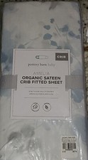 Pottery Barn KIDS Amelia Tencel  Sateen Organic Fitted Crib Sheet Blue