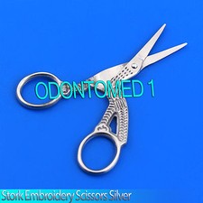 3 1/2" Pro Quality Stork Embroidery Scissors Silver Plated