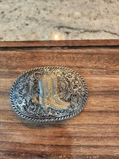 Vintage Western Silver Belt Buckle Boots
