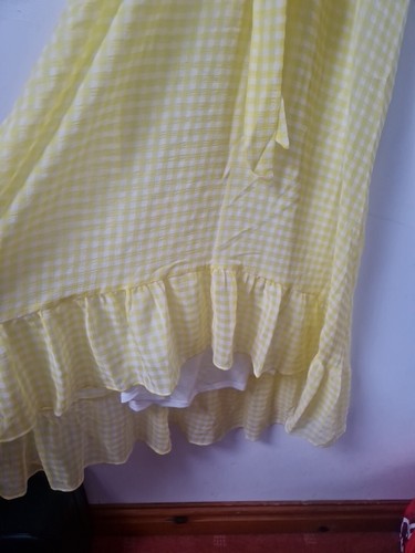 Wallis Petite Gingham Check Floaty Long Batwing Hem Summer Dress Size 10 - Picture 6 of 9