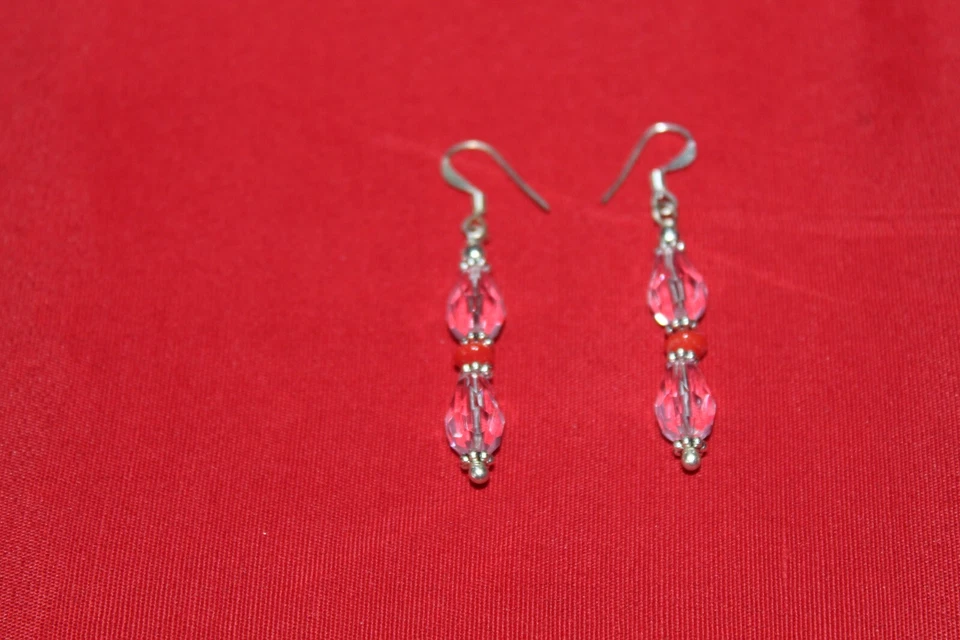 Silver plated earing with Amethyst and Coral  best gift for her handcraft - Image 2 of 2