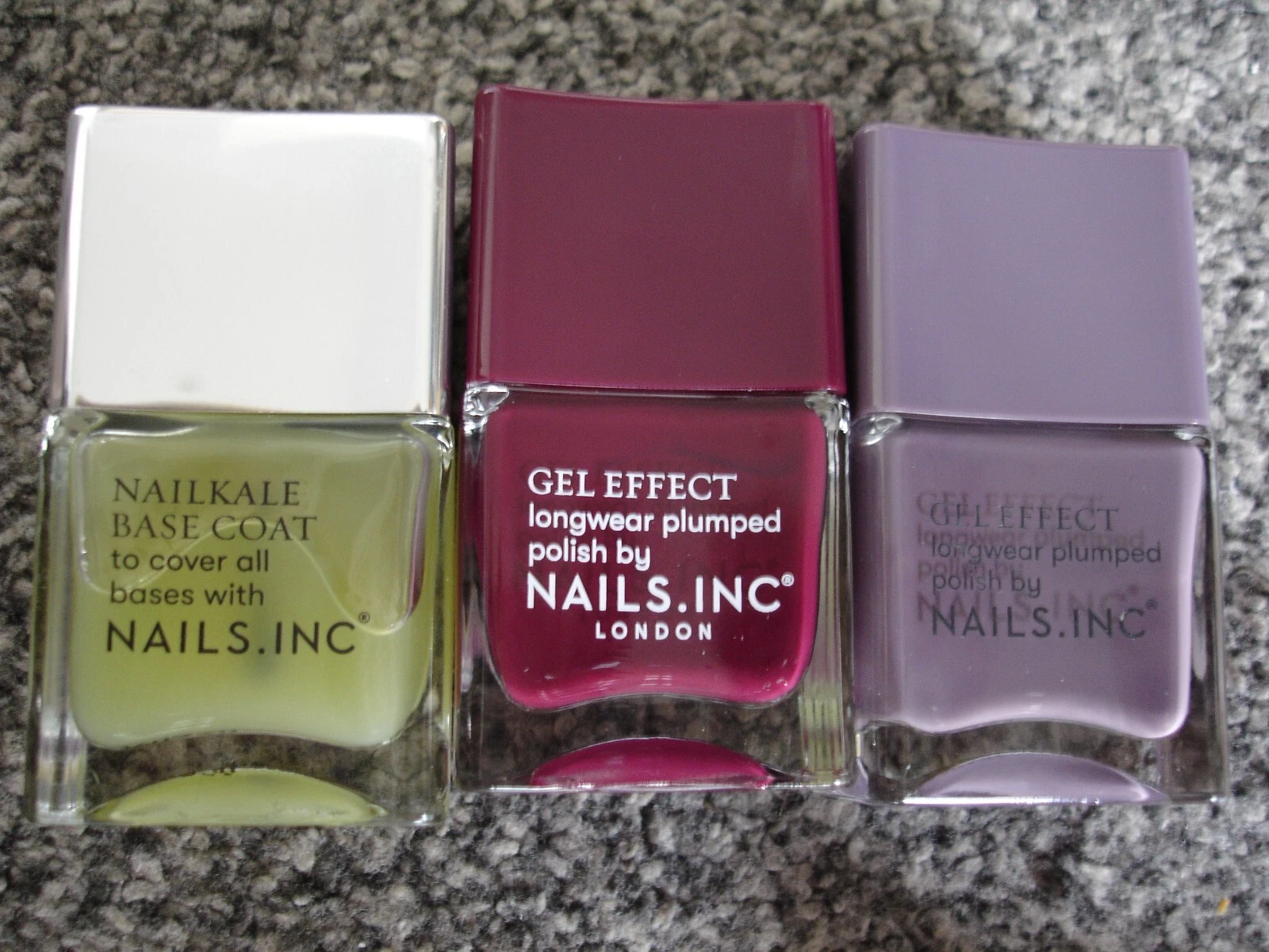 NAILS INC Gel Effect Longwear Plumped Polishes SET OF 2 plus NAILKALE BASE COAT