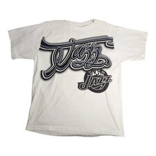Utah Jazz Basketball NBA Unk Brand White T-Shirt Grafitti Design Men's Size 2XL