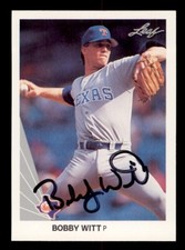 SIGNED 1990 LEAF #337 BOBBY WITT AUTOGRAPH TEXAS RANGERS